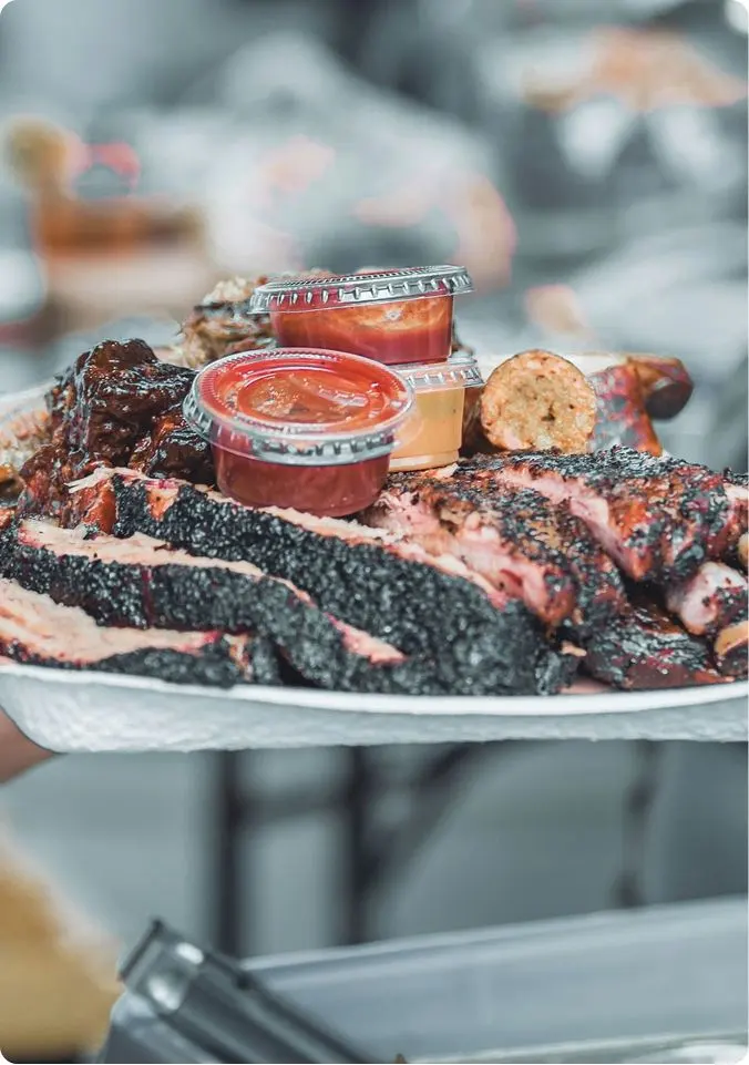 A large plate of barbeque
