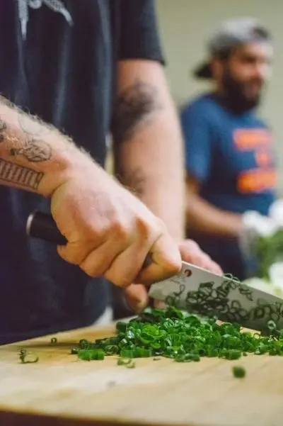 Chopping scallions