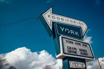 The signage outside of York Food and Drink